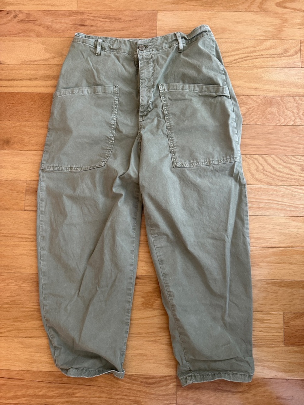 Women’s faded Olive Green Utility barrel Pants